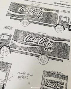 Beschriftungsvorlage für einen Hoffer eines Coca Cola LKW
