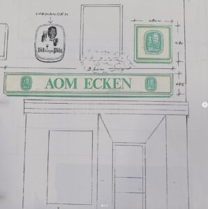 Historische Planungsvorlage für das Lokal Aom Ecken