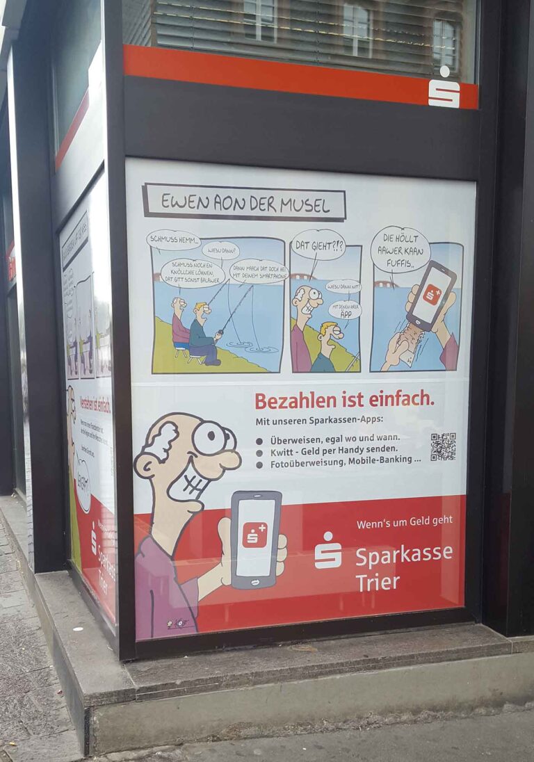 Spakasse Trier Folierung mit Comic
